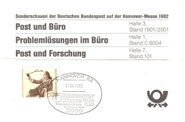 Sonderschauen der Deutschen Post auf der Hannover-Messe 1982 / Johann Wolfgang von Goethe