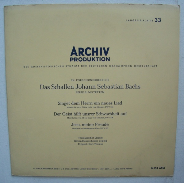 Johann Sebastian Bach (1685-1750) • Singet dem Herrn ein neues Lied LP • Kurt Thomas