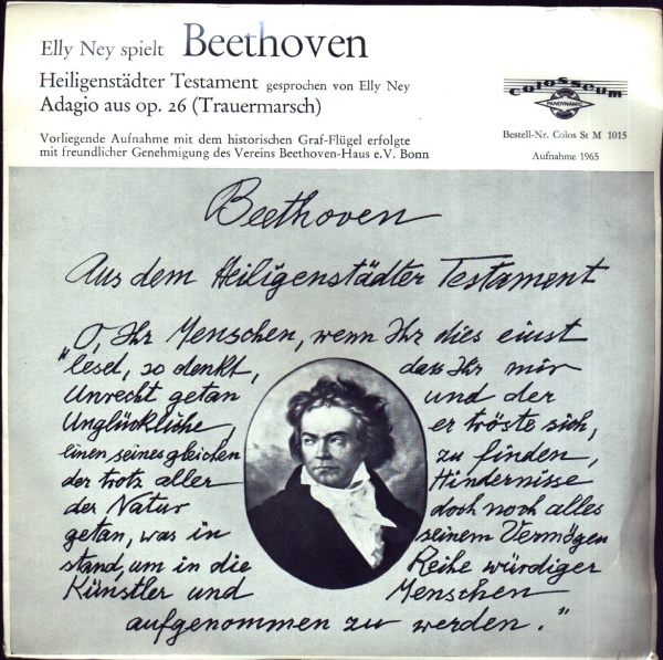 Ludwig van Beethoven (1770-1827) • Heiligenstädter Testament 7" • Elly Ney