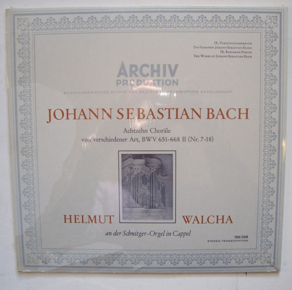 Johann Sebastian Bach (1685-1750) • Achtzehn Choräle LP • Helmut Walcha