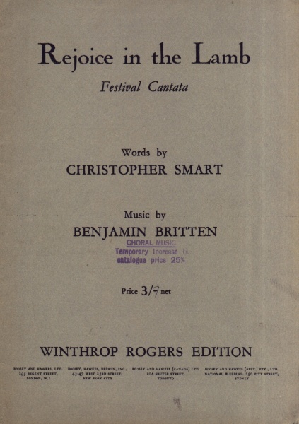 Benjamin Britten (1913-1976) • Rejoice in the Lamb