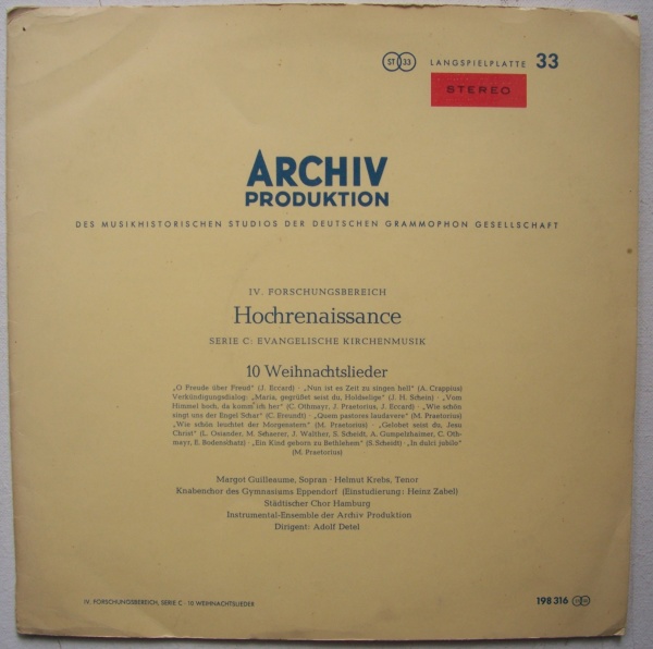 Hochrenaissance • 10 Weihnachtslieder LP