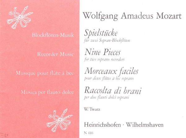 Wolfgang Amadeus Mozart (1756-1791) • Spielstücke für zwei Sopran-Blockflöten