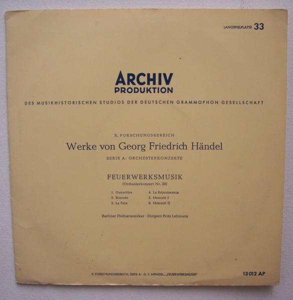 Georg Friedrich Händel (1685-1759) • Feuerwerksmusik 10" • Fritz Lehmann