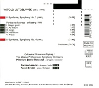 Witold Lutoslawski (1913-1994) - Symphonies Nos. 3 & 4 CD