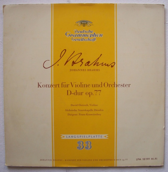 Brahms (1833-1897) • Konzert für Violine und Orchester LP • David Oistrach