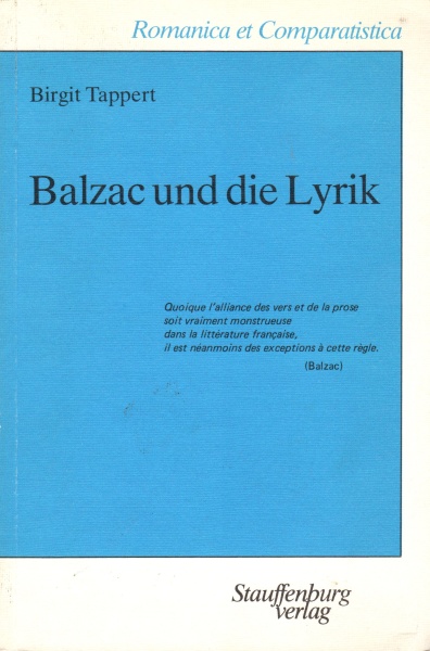 Birgit Tappert • Balzac und die Lyrik