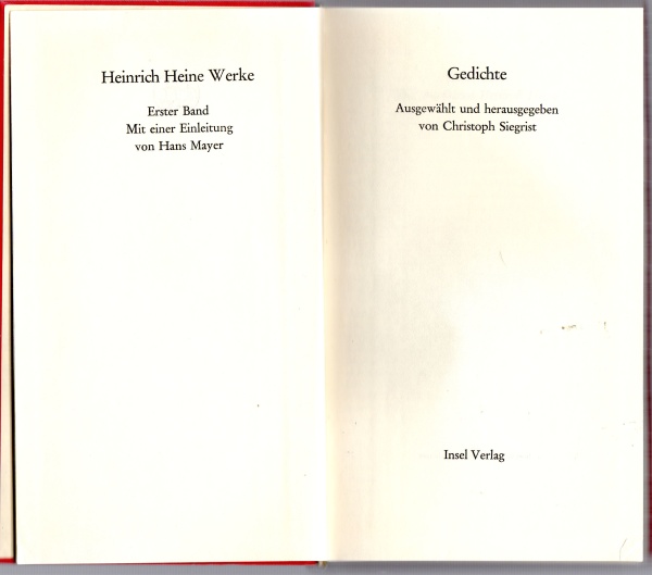 Heinrich Heine Werke • Band 1: Gedichte