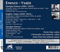 George Enescu (1881-1955) • Eugène Ysaye (1858-1931) CD