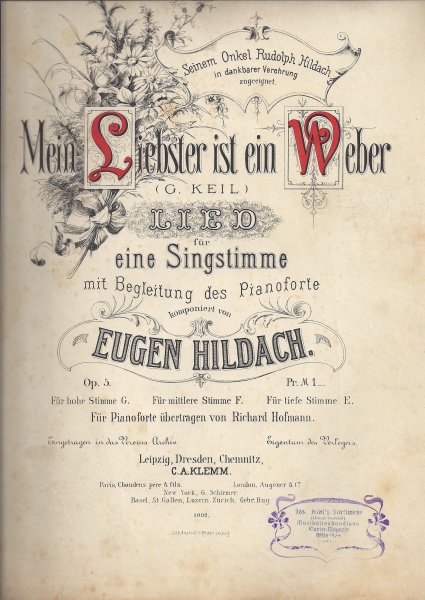 Eugen Hildach (1849-1924) • Mein Liebster ist ein Weber
