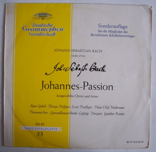 Johann Sebastian Bach (1685-1750) • Johannes-Passion LP • Günther Ramin