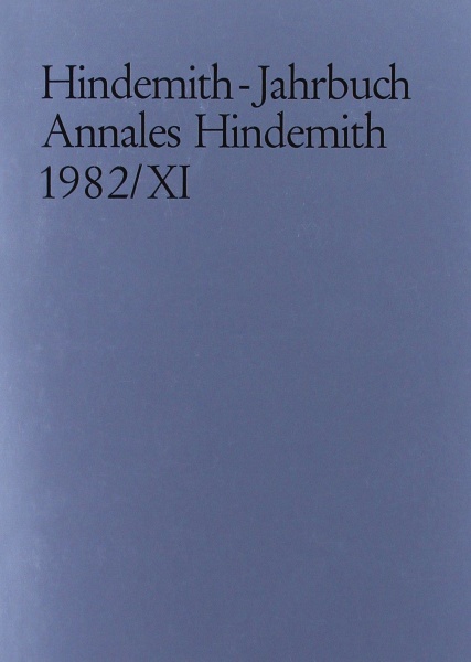 Hindemith-Jahrbuch • Annales Hindemith 1982 / XI