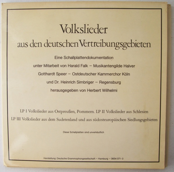 Volkslieder aus den deutschen Vertreibungsgebieten 3 LPs