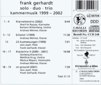 Frank Gerhardt • Kammermusik 1999-2002 CD