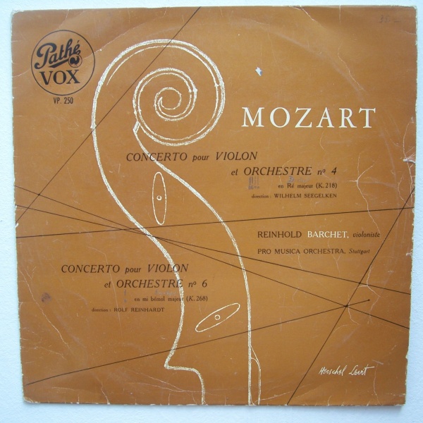 Reinhold Barchet: Mozart (1756-1791) • Concerto pour Violon et Orchestre N°4 & 6 LP