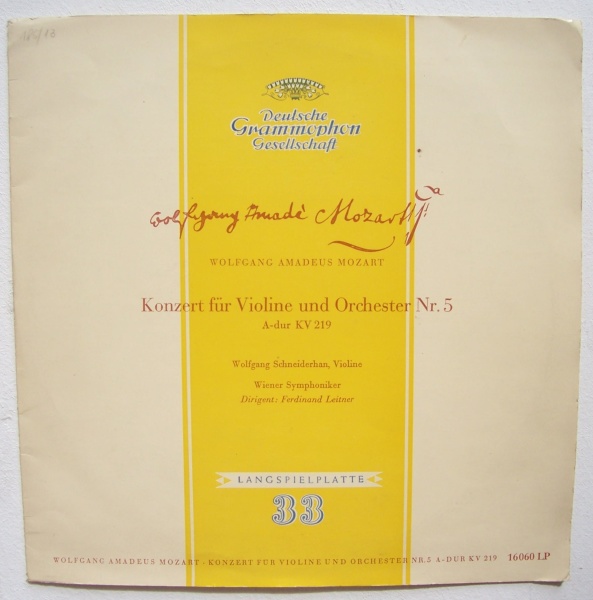 Mozart (1756-1791) • Konzert für Violine und Orchester Nr. 5 10" • Wolfgang Schneiderhan