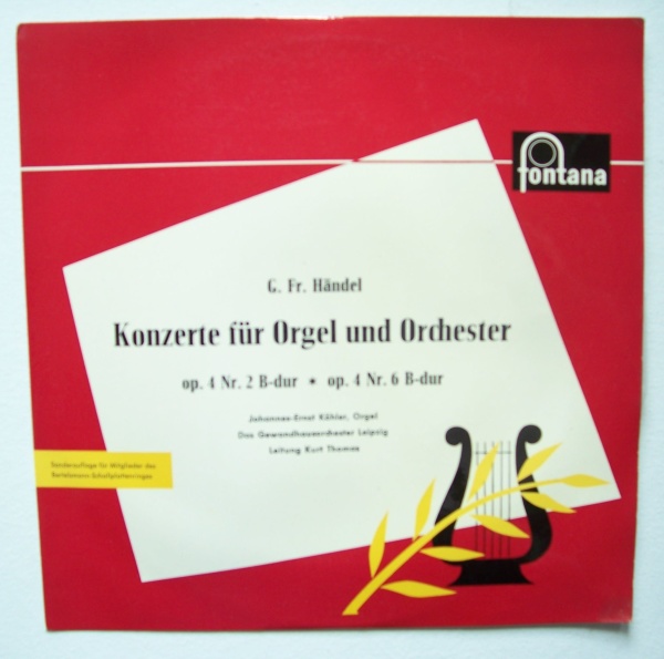 Georg Friedrich Händel (1685-1759) • Konzerte für Orgel und Orchester 10" • Kurt Thomas