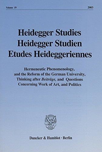Heidegger Studies • Heidegger Studien • Etudes Heideggeriennes • Vol. 19