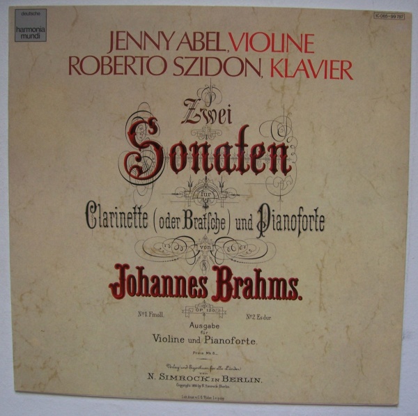 Johannes Brahms (1833-1897) • Zwei Sonaten LP • Jenny Abel