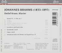Detlef Kraus: Johannes Brahms (1833-1897) • Sonate Nr. 1 etc. CD