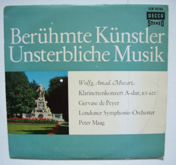  Mozart (1756-1791) • Klarinettenkonzert A-Dur KV 622 10" • Gervase de Peyer