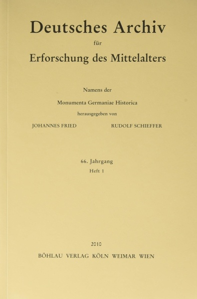 Deutsches Archiv für Erforschung des Mittelalters • 66. Jahrgang, Heft 1