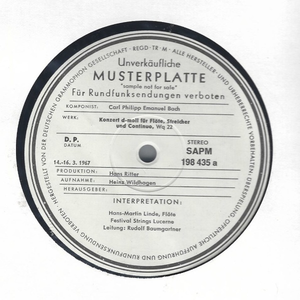 Carl Philipp Emanuel Bach (1714-1788) • Flötenkonzerte D-moll, Wq 22 / G-dur, Wq 169 LP