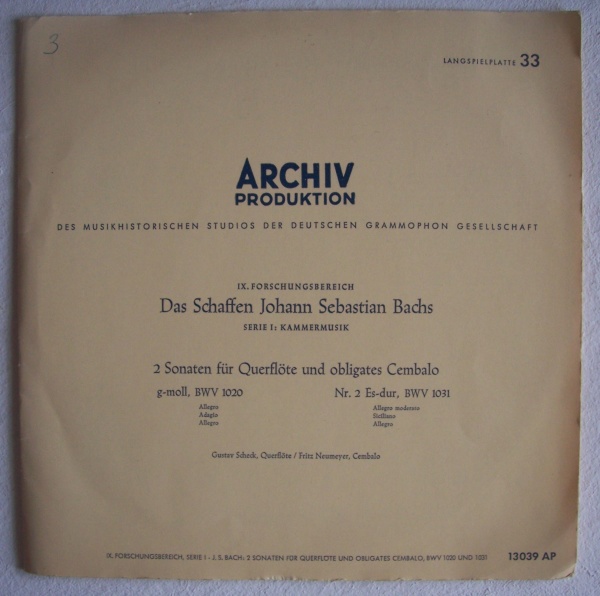 Bach (1685-1750) • 2 Sonaten für Querflöte und obligates Cembalo 10"