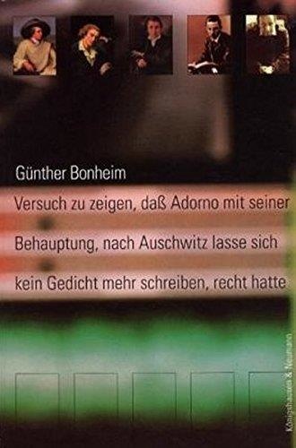 Günther Bonheim • Versuch zu zeigen, dass Adorno...