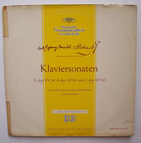 Wolfgang Amadeus Mozart (1756-1791) • Klaviersonaten LP • Conrad Hansen