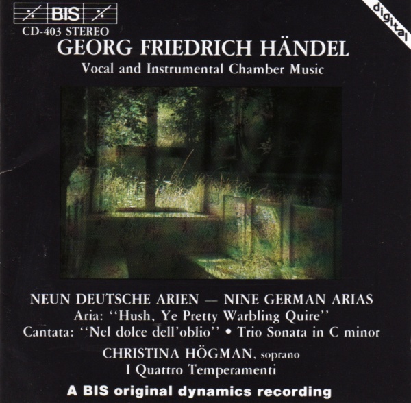 Georg Friedrich Händel (1685-1759) • Vocal and Instrumental Chamber Music CD