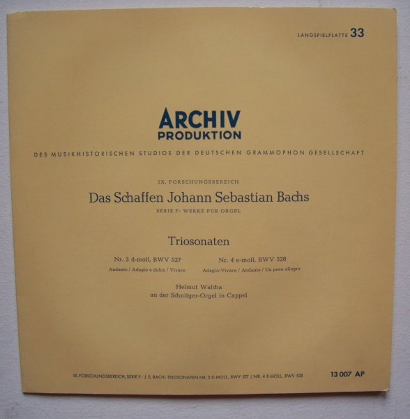 Bach (1685-1750) • Triosonaten Nr. 3 & Nr. 4 10" • Helmut Walcha