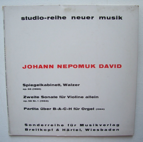Johann Nepomuk David (1895-1977) - Spiegelkabinett LP
